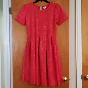 EUC Lularoe Amelia Xl Coral Pink Flowers Floral